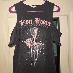 Iron Heart top with shoulder cutouts, Never worn